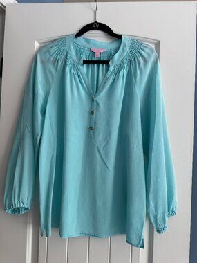 Lilly Pulitzer, Elsa Top, Seasalt Blue, Size Medium
